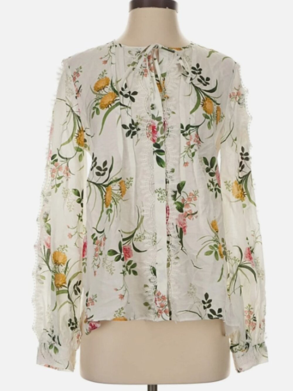 Kobi Halperin Ren Print Linen Blouse with lace trim